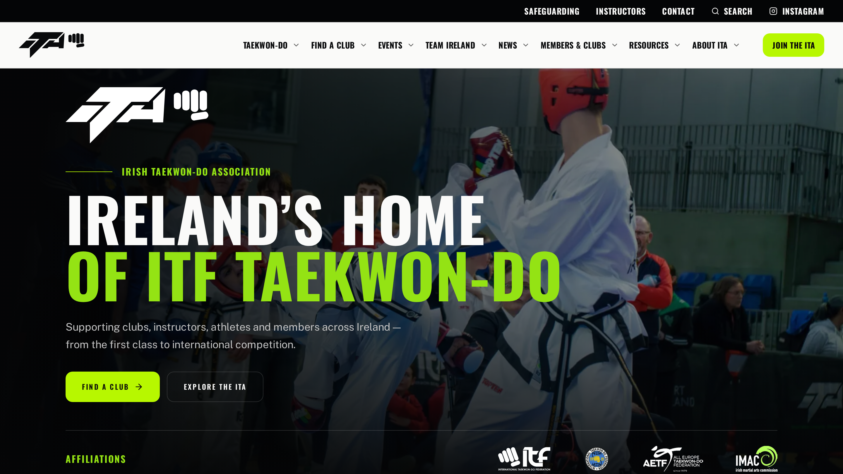 Irish Taekwon-Do Association website homepage built by 281Sport